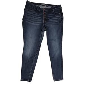 Womens Maurices Button Fly High-Rise stretch Ankle jeans 24W long 40Wx30.5L